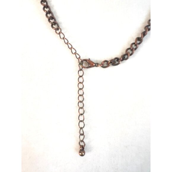 Geometric Brass-Tone Bib Necklace With Adjustable Chain & Lobster Clasp Closure - Picture 3 of 5